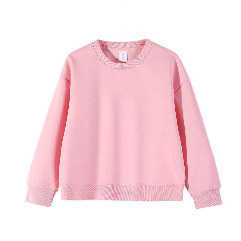 3-14 Years Kids Crew Neck Sweatshirt Solid Color Pullover
