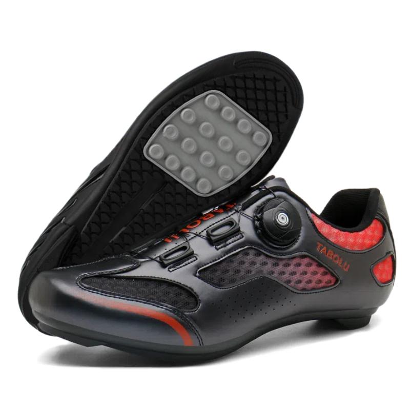 

Cycling Shoes with Rotating Buckle - Breathable Unisex MTB Shoes Non-Slip Nylon Outsole Durable Leather Outdoor Riding Shoes 38