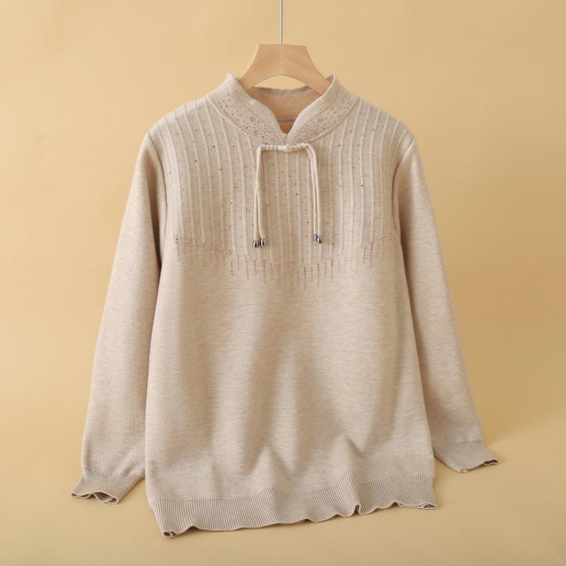 Mom's Autumn and Winter New Long-sleeved Sweater Medium and Old Women's Clothing Top Fashionable and Thin Bottoming Shirt Tide