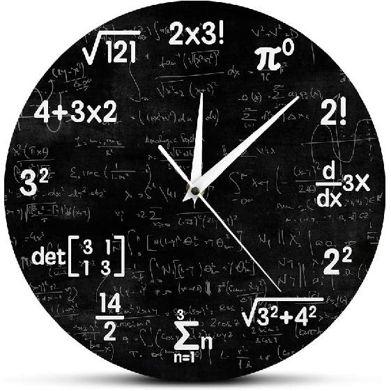 The Geeky Days Math Equations and Notations Mathematics Chalkboard Geek Battery Operated Wall Clock Silent Non-Ticking Quartz Clock Educational Gifts