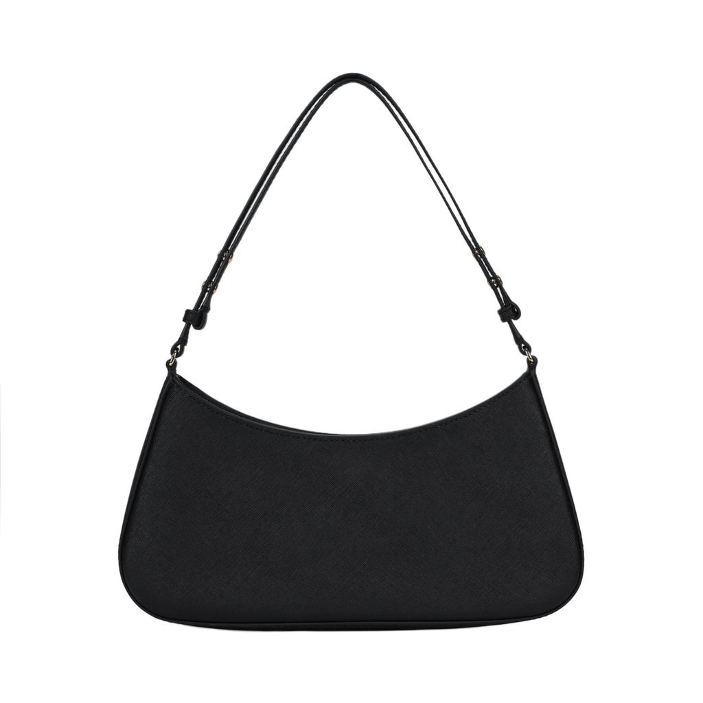 Tory Burch Logo Underarm Bag With Zipper Closure Women Handbags Black 171577-001