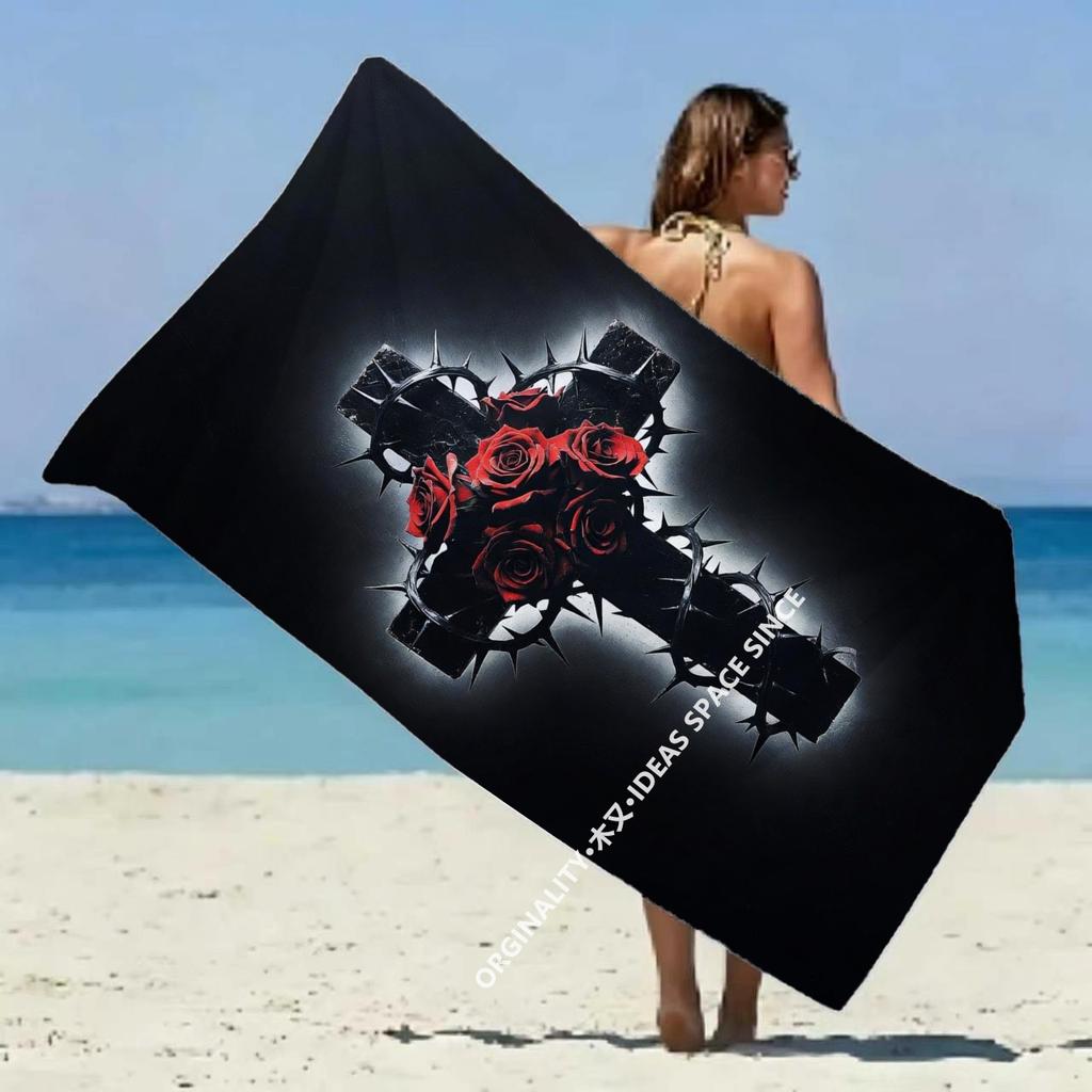 Gotisches Rosenkreuz Dorn Strandtuch Gemustert Sonnenschutz Und Winddicht Geeignet Für Schwimmbad Camping Reise Decke