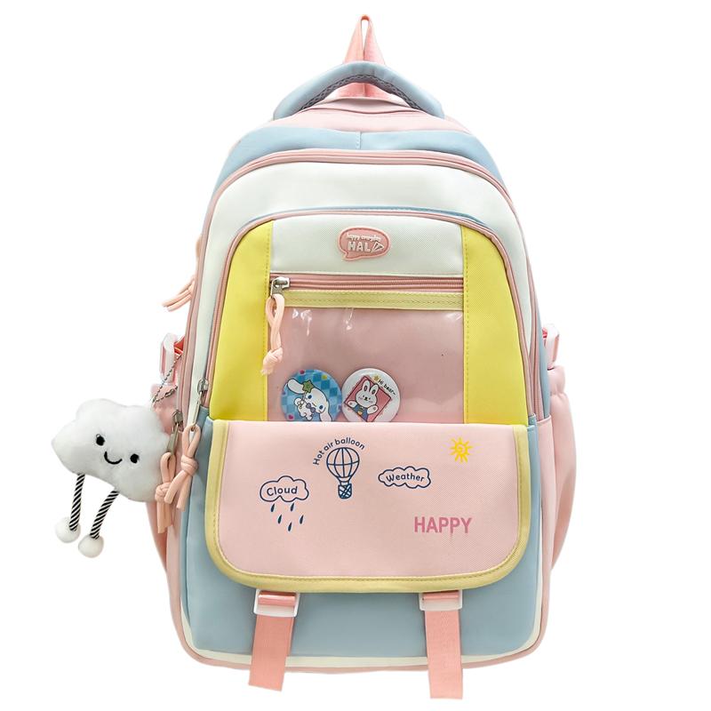 Contrast Color Women Large Capacity Backpack Student School Bag