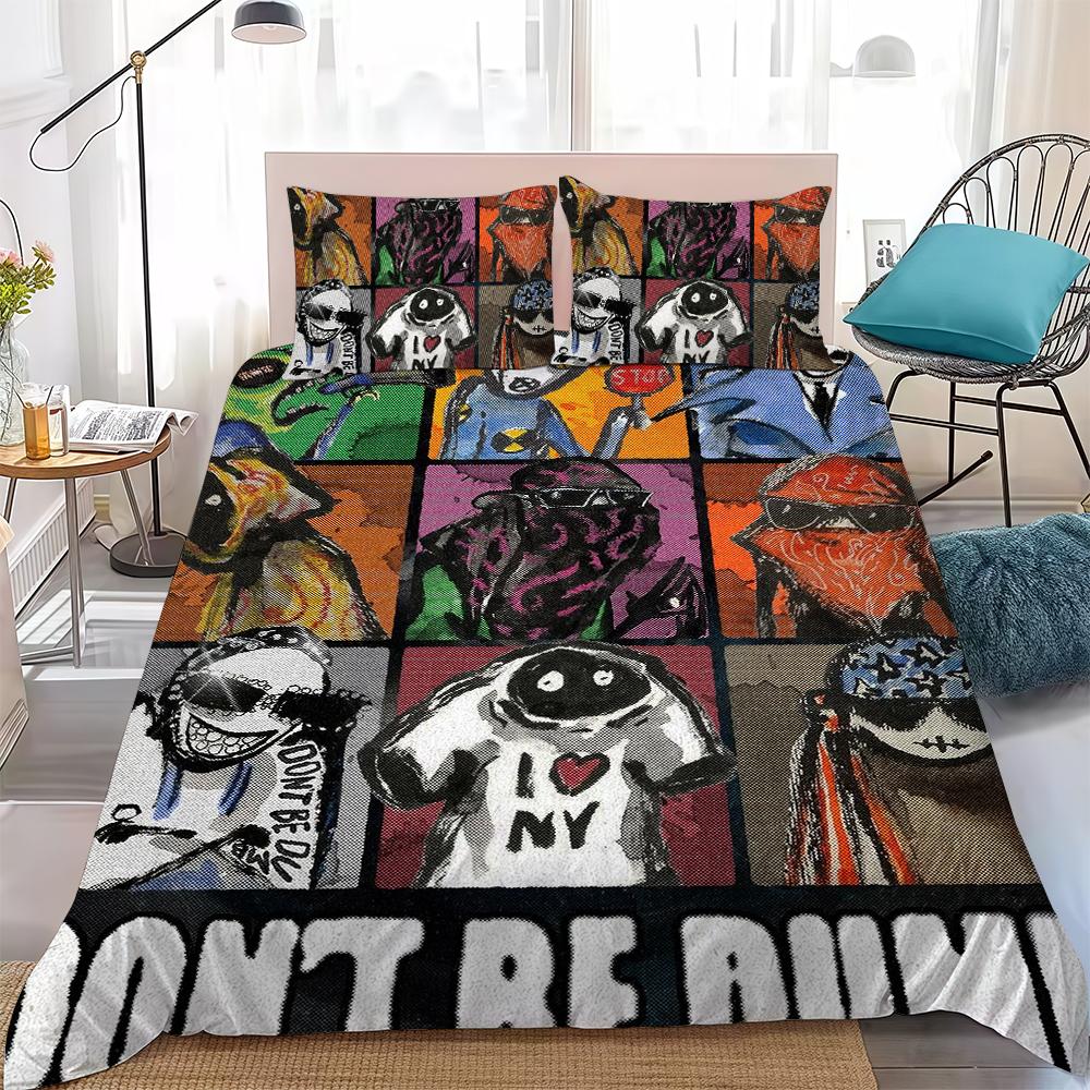 Asaps-Es R-Rockys-Es Dont Be Dumb Duvet Cover Set Home Style Bedding Soft Laundry Cotton Bed 3 Piece Set Student Dormitory Gift