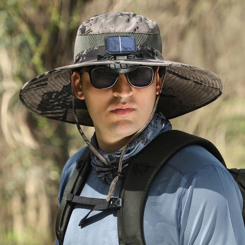 Unisex Solar-Powered Cooling Sun Hat - Large Brim for Outdoor Activities