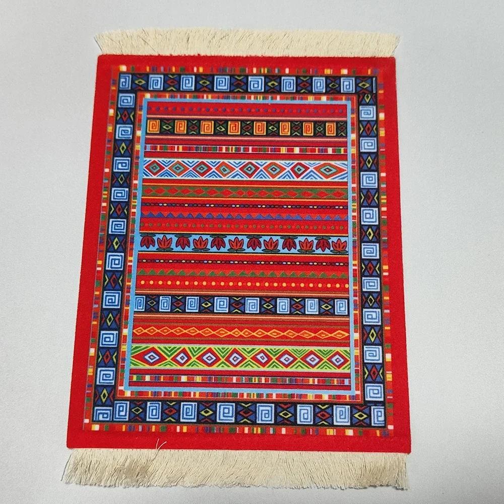 Woven flower Persian carpet small coaster wholesale merchants mouse pad desk mat retro style rubber non-slip computer desk mats