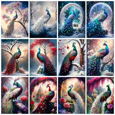 Diy Diamond Painting Mosaic Peacock Bird Full Square/round Embroidery Cross Stitch Animal Flower Crystal Home Decor