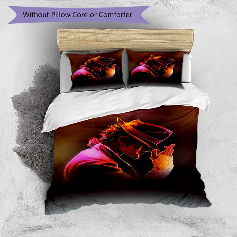 3pcs Michael Jackson Pattern Bedding Set Duvet Cover Set Includes Duvet Cover &pillowcases, Perfect All Season Bedroom Decoration & Gift