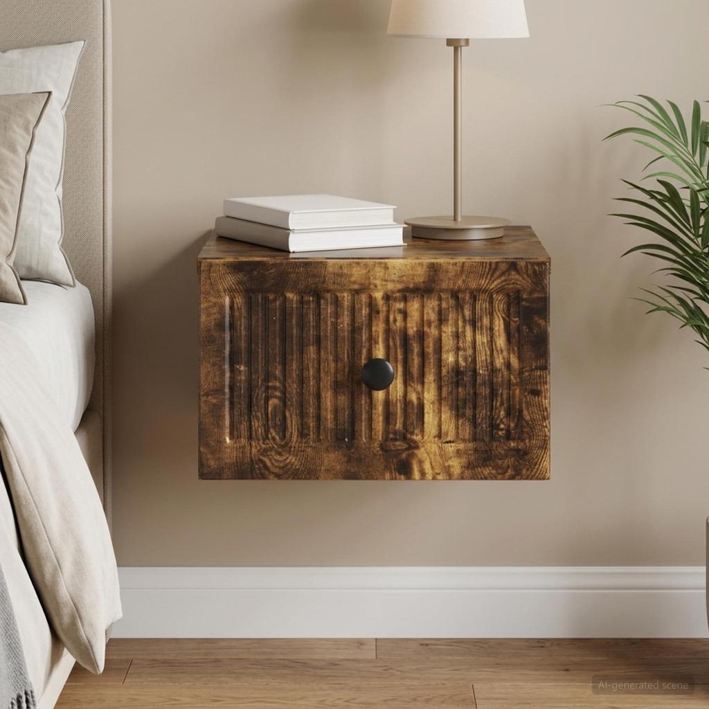 Wall Mounted Nightstand Smoked Oak 33 x 34.5 x 20 cm