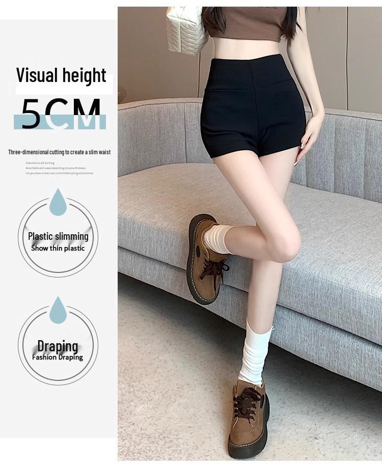 Damskie seksowne czarne szorty letnie - Wyszczuplające, opinające biodra hot pants na co dzień