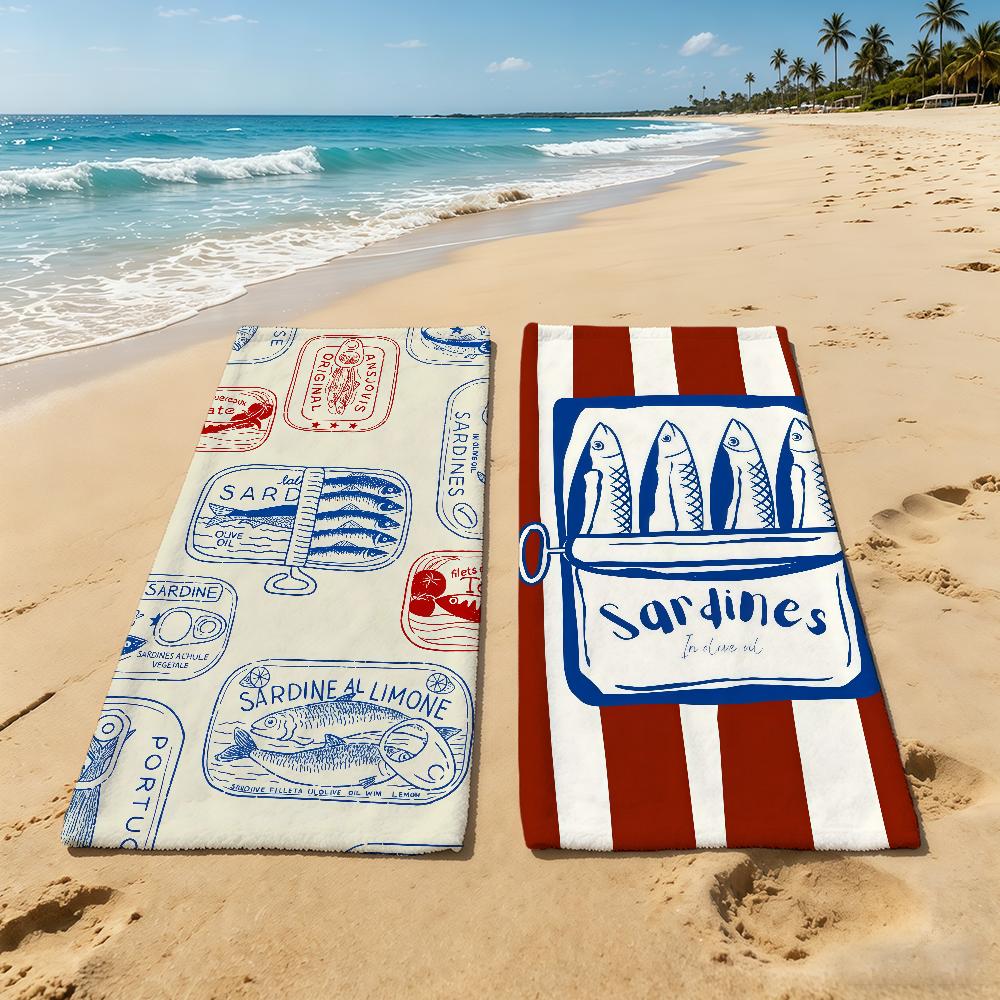 Colorful Sardines Towel For Outdoor Camping Beach Towel Super Absorbent Quick-Drying Summer Towel