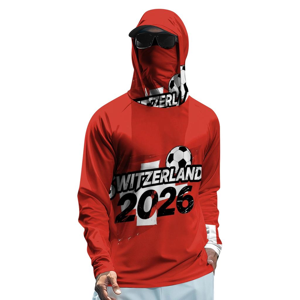 Men’s Long Sleeve Sun Protection Hoodie with Face Covering Lightweight Breathable Soccer Print for Outdoor Sports 2026 Edition