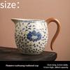 Luxury Handmade Ceramic Teapot Gong Dao Bei Blue Floral Porcelain Tea Pitcher for Chinese Tea Ceremony Collection