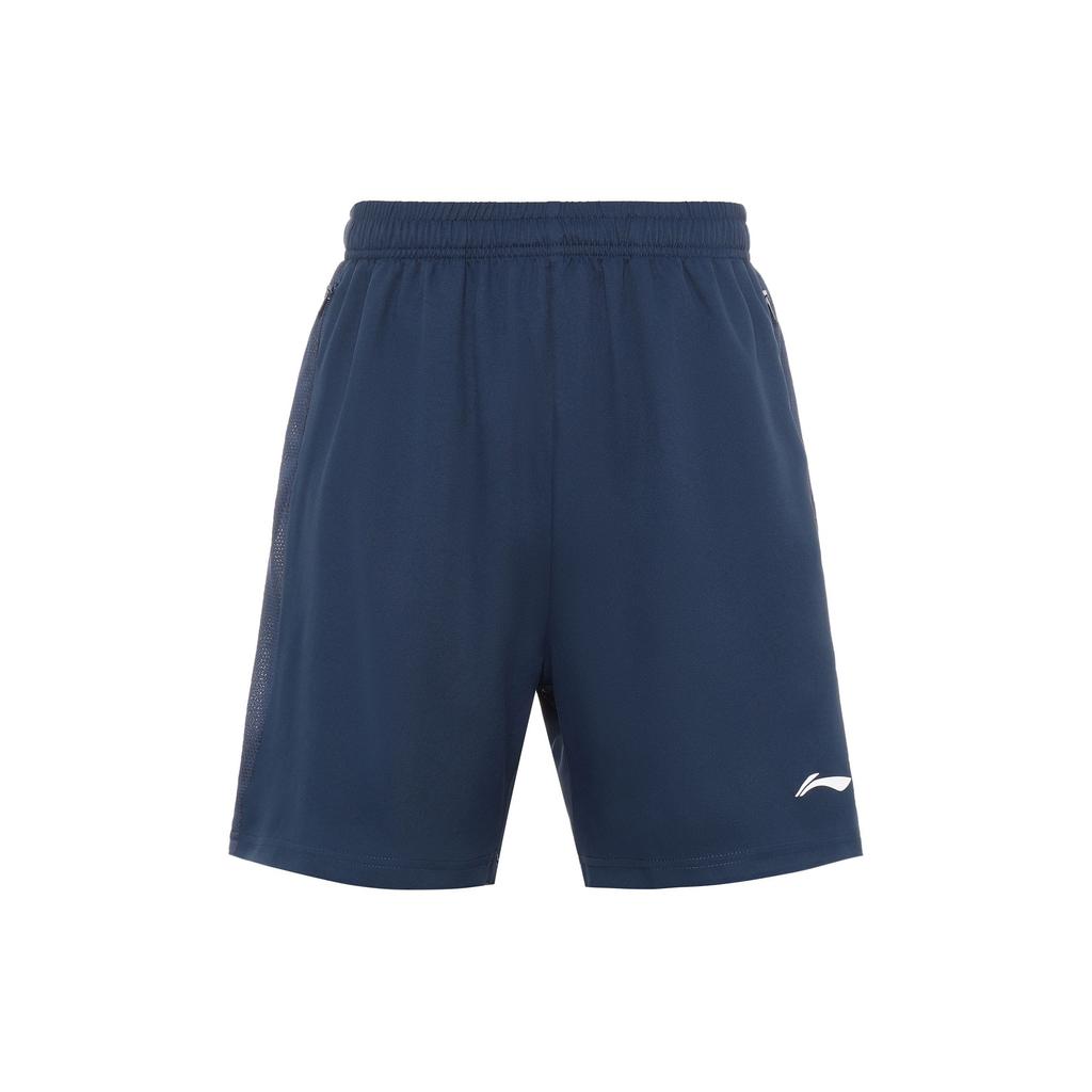 Li Ning Solid Color Brand Logo High Waist Drawstring Shorts Men shorts Navy-Blue AAPT697-2