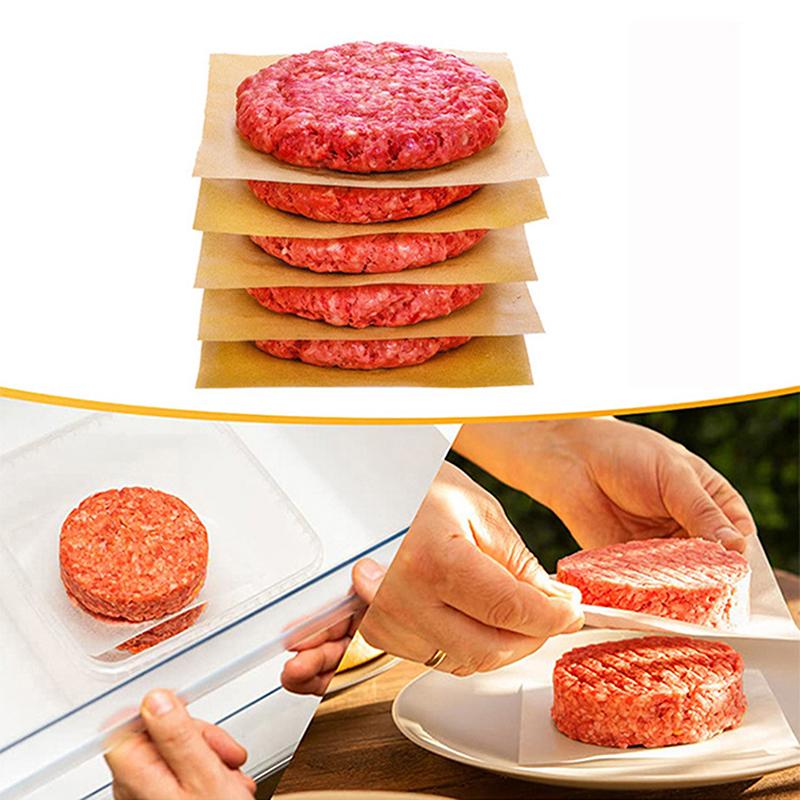 100 ks Pergamenový papír BBQ Papír na maso Lis na maso Nepřilnavé listy na hamburgerové placičky Podložky Sušenky Trouba Čtvercový Kulatý Olej Pečicí papír