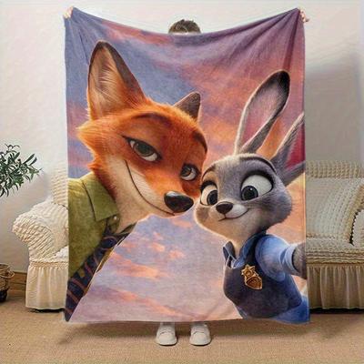1pc, Zootopia Movie Characters Home Decor Blanket Perfect for Sofa, Couch, Bed, Travel, Camping, Car, Beach, Office Nap Soft Throw Gift