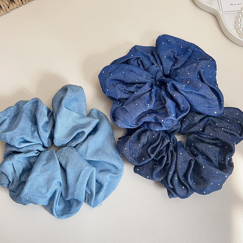 16cm Vintage Retro Denim Blue Scrunchies Women Hair Rope Tie Elastic Hair Band Chic Girls Hairties Hair Accessories
