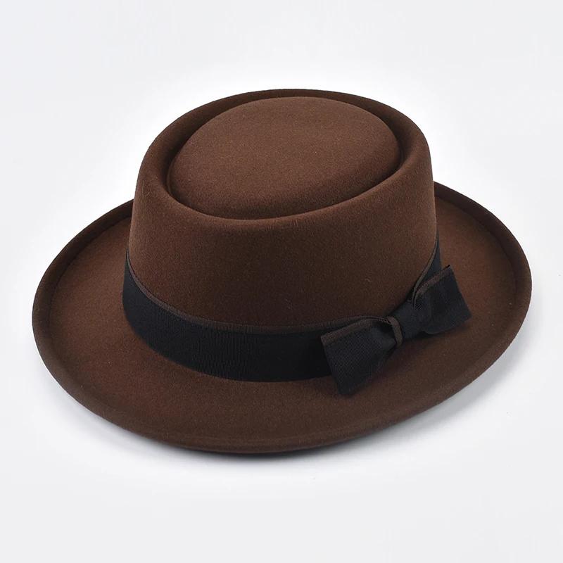 Cappello Jazz in Feltro a Tesa Arrotolata Vintage per Uomo Donna Cappello Pork Pie a Tesa Corta Cappello Trilby Fedora da Gentleman