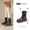 Augustine Platform Martin Boots Women's 2025 New Autumn Brown Thick Heel Retro Thin British Style Short Boots
