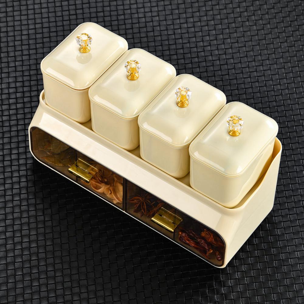 Double-layer Spice Box, Desktop Moisture-proof Seasoning Bottles with Lids, Multi-compartment Condiment Seasoning Jars