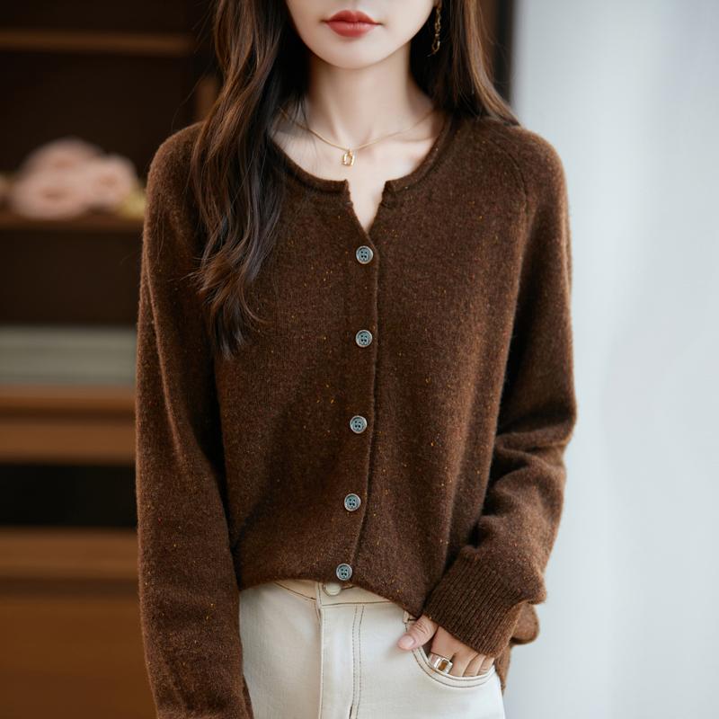 QingHe Cashmere Women's 30% Cashmere Cardigan - Soft & Warm Wool Blend Sweater