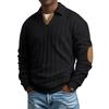 Men's Color-Block Long Sleeve Sweater, Loose Fit Casual Retro V-Neck with Collar, Thick Warm Top