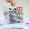 Clear Acrylic Money Box Usd 10K/20K Piggy Bank Coin Cash Container Break To Open Kids Adults Money Saving Challenge Storage Case
