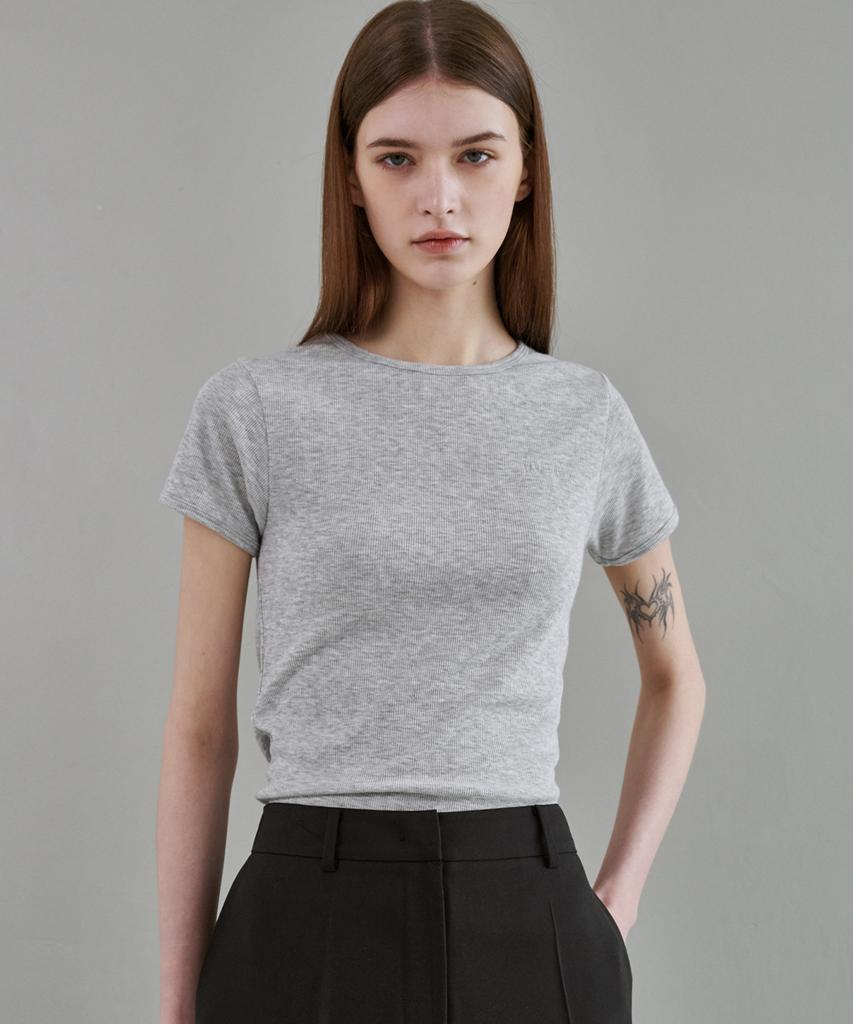 MALOUPE 5213 Ribbed Slim Short Sleeve Tee (Gray)