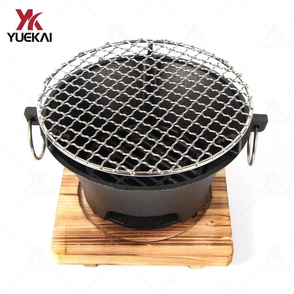 Cast Iron Charcoal Stove: Portable Tea-Boiling & BBQ Grill, Japanese-Style for Camping and Household Use.
