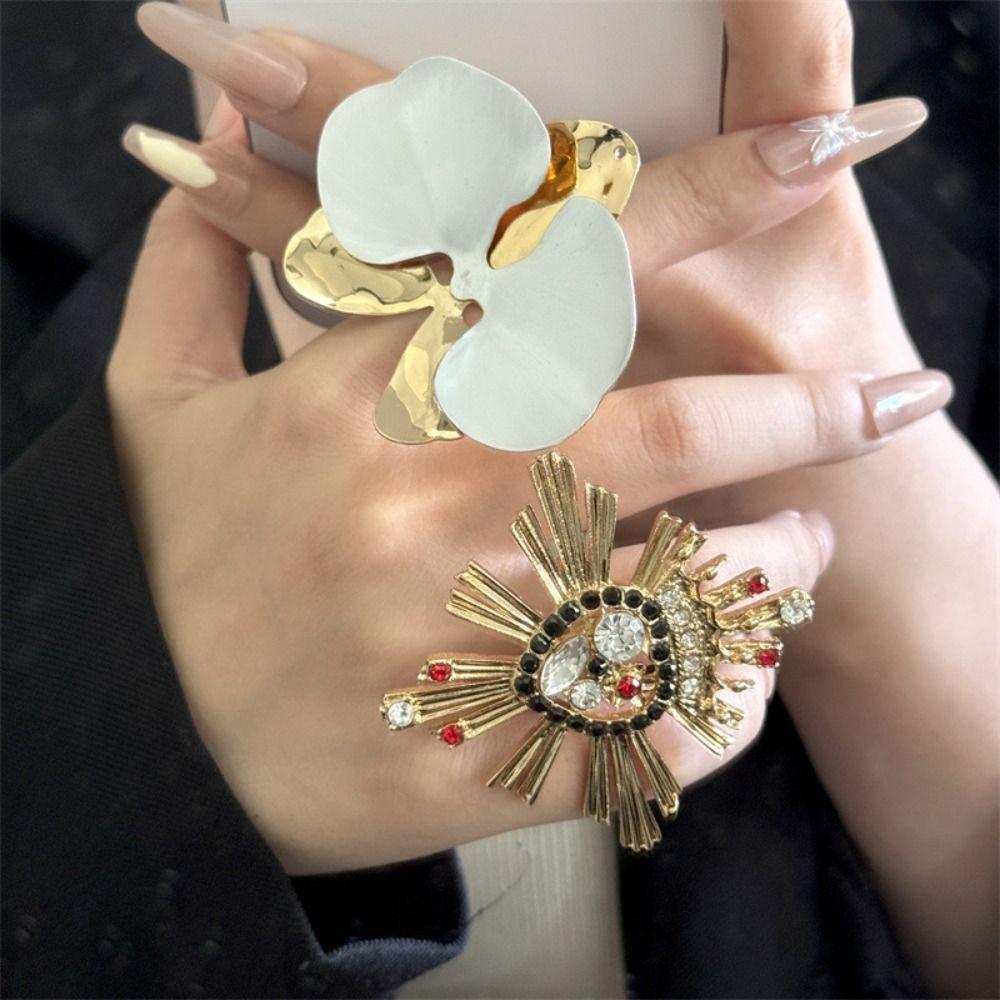 Butterfly Orchid Enamel Finger Ring Sweet French Irregular Ring Drip Oil Flower Ring Jewelry