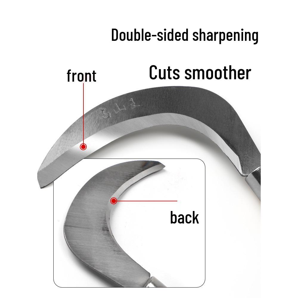 All-Steel Curved Dual-Use Outdoor Sickle: Manganese Steel Weeding and Grass Cutting Tool