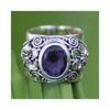 Huajie Retro Luxusní Prsten s Fialovým Zirkonem a Květinovým Designem z Thajského Stříbra