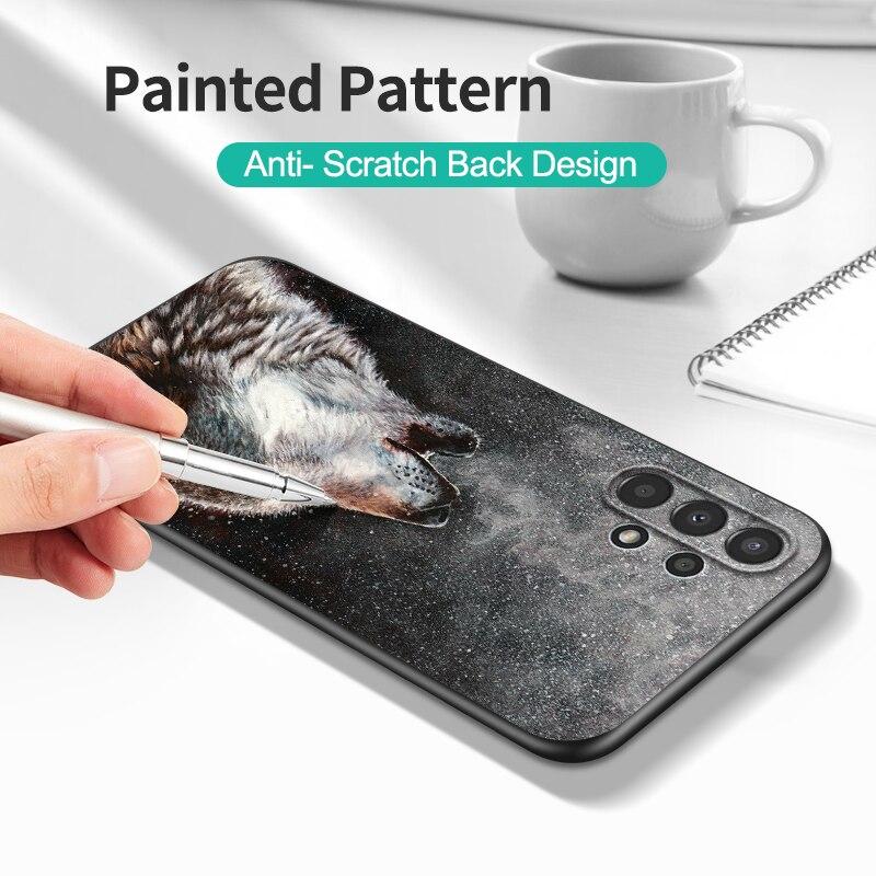 For Samsung A13 5G 4G Case Back Cover For Samsung Galaxy A13 5G 4G LTE Phone Soft Silicon Black Tpu Case Lion Wolf Tiger Dragon