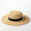 Spring and summer new hand-woven lace straw flat top straw hat women's travel sunscreen sun hat beach top hat