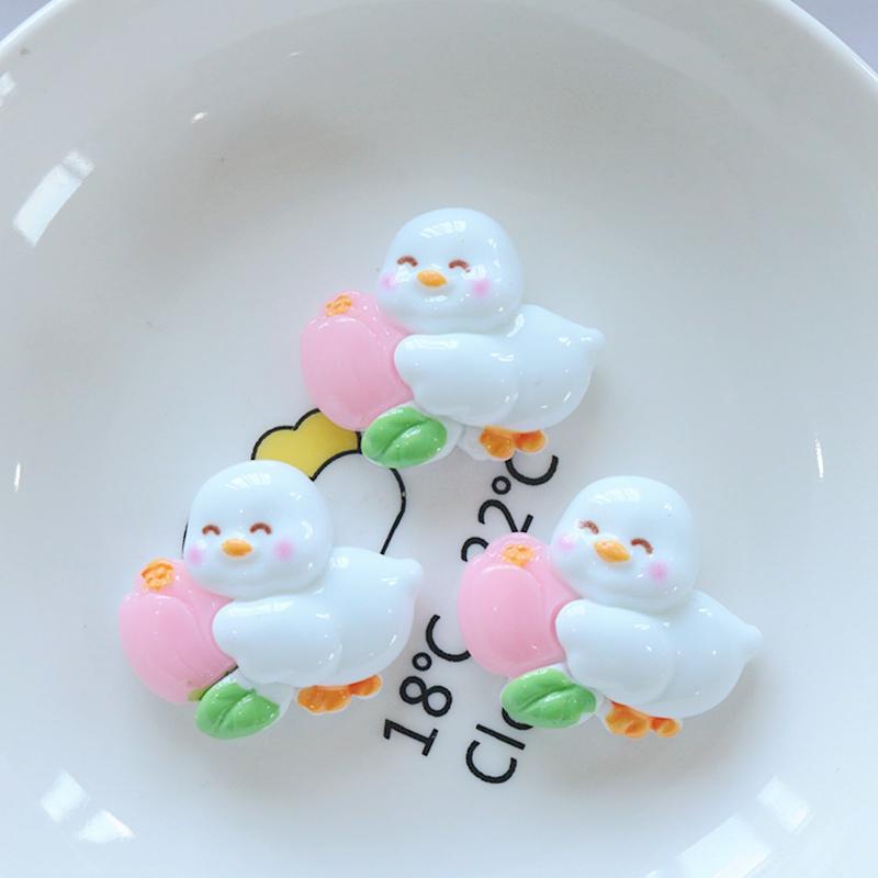 10Pcs New Cute Resin Mixed Little Swan Duck Series Flat Back Fit Phone Deco Parts Embellishments For Hair Bows Accessories
