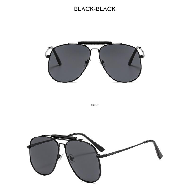 Women's sunglasses, men's and women's fashion large-frame double-beam metal sunglasses