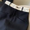 Women Summer Solid Color High Waist Suit Skirt Ladies Office Letter Thin A-line Skirt