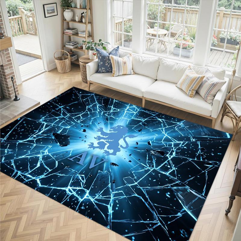 Aston Villa Football Design Crystal Velvet Carpet Cozy Non?Slip Printed Rug For Bedroom Living Room Entrance