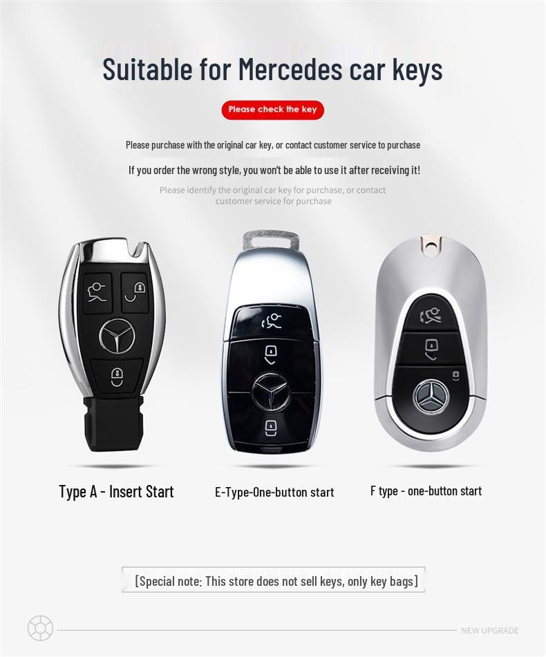 Compatible Mercedes Key Cover for C200L, GLC300, A-Class, B-Class, C180L, GLC260, GLA, E200 Models