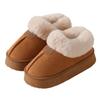 Women's Winter Thick-Soled Non-Slip Fleece-Lined Cotton Slippers - Wool-Lined, Heel-Covering, Outdoor & Indoor Use