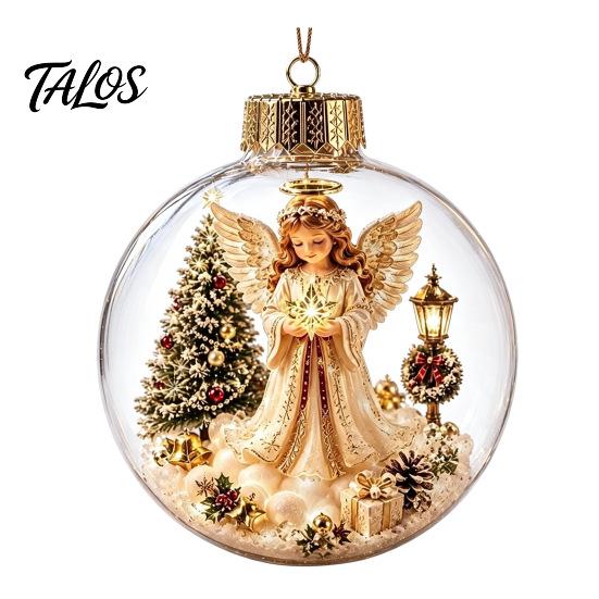 Seasonal Home Decor Christmas Story Ornament, Acrylic Hanging Angel Santa Claus Candy House Designs, Ball Shape Festive Decoration for Tree