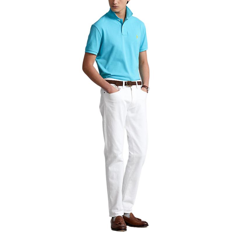 Polo Ralph Lauren Solid Color Pony Embroidered Slim Fit Short Sleeve Polo Shirt Men tops Blue 710675974-064