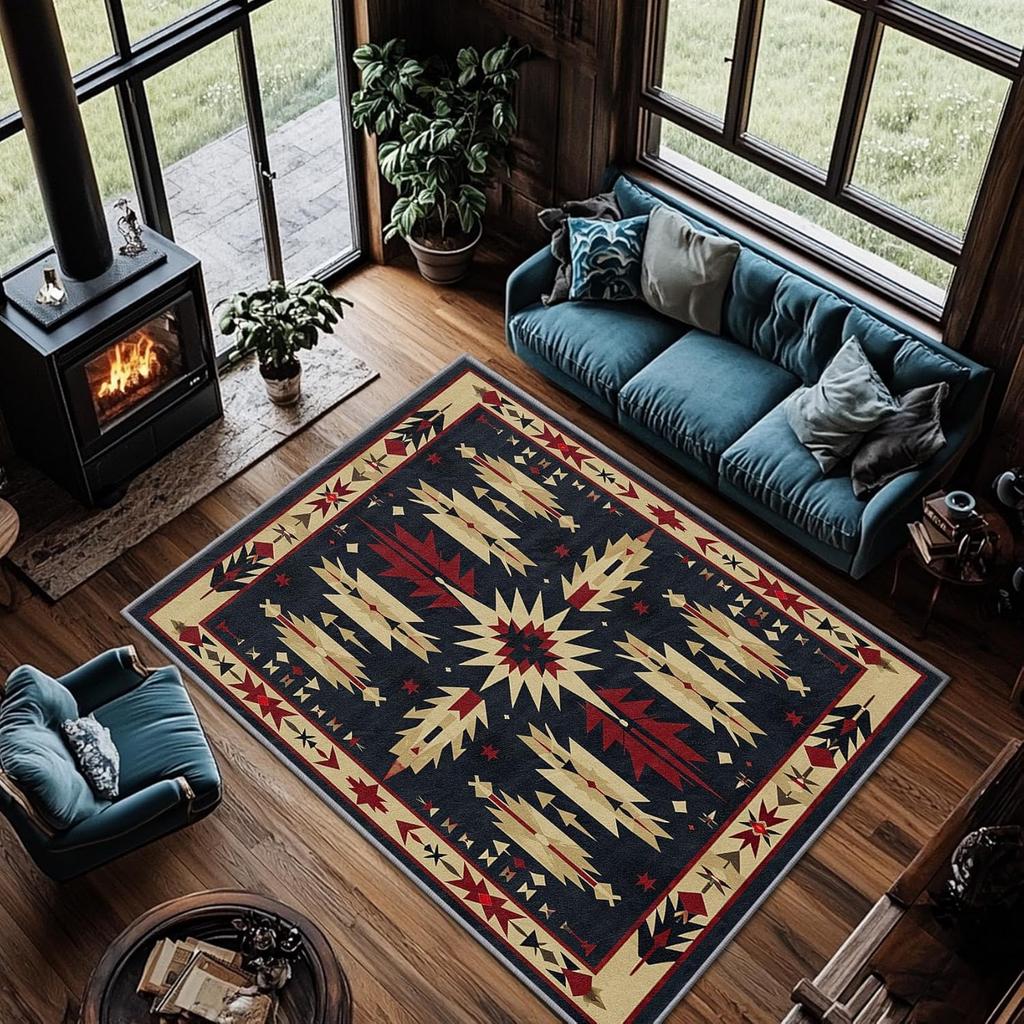 Ethnic Characteristic Carpet with Rich Colors Living Room and Bedroom Fully Covered with Vintage Bohemian Style Carpet