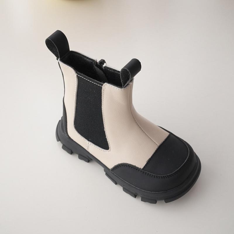 Herbst Winter Plüsch Kinder Kurze Stiefel Jungen Mädchen Kamin Stiefel Farblich Passende Gepolsterte Winter Schuhe