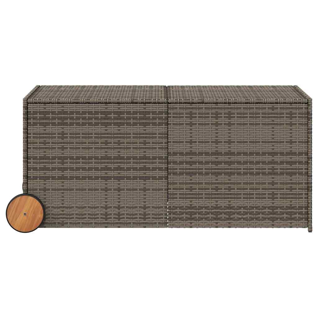 Garden Storage Chest with Wheels Gray 283 L Poly Rattan