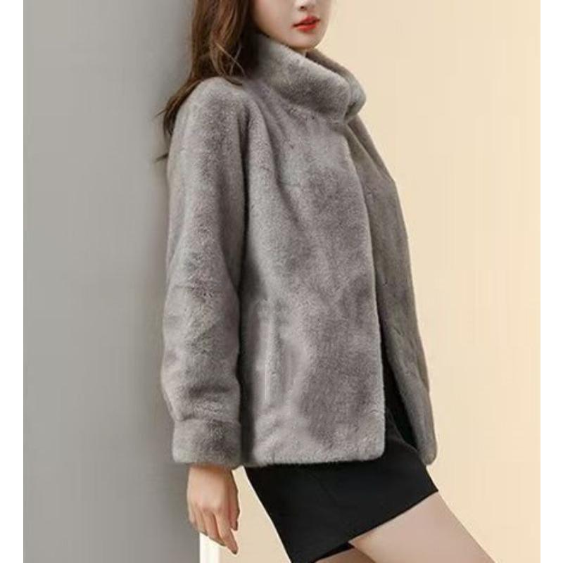 

Зимний светлый короткий стеганый жакет с воротником-стойкой из искусственного меха норки, женский стеганый жакет из хлопка, легкий зрелый ветер, топ XXL