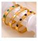 Elegant Gold-Plated Titanium Steel Bracelet with White Shell Flower and Geometric Acrylic Inlay