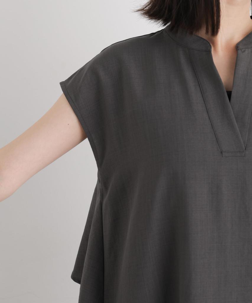 Linen Touch Back Flare Skipper Dress Charcoal F [Nano Universe] 673-6219304 Women's
