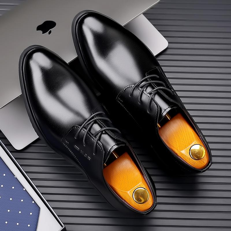 Fashion New Leather Men Oxfords Shoes All-match Lace Up Italian Mens Casual Shoes Versatile Formal Dress Footwear Business Derby Shoes