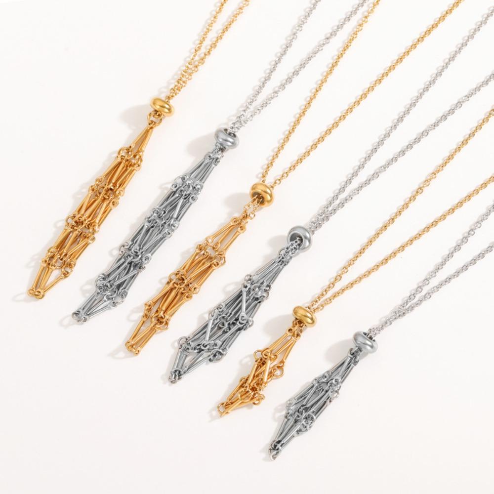 Steinoppbevaring Halskjede i rustfritt stål DIY Rhinestone Holder Halskjede Krystallbur Halskjede Gaver